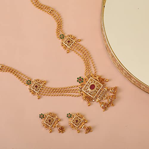 TARINIKA Myra Antique Gold Plated Long Necklace Set