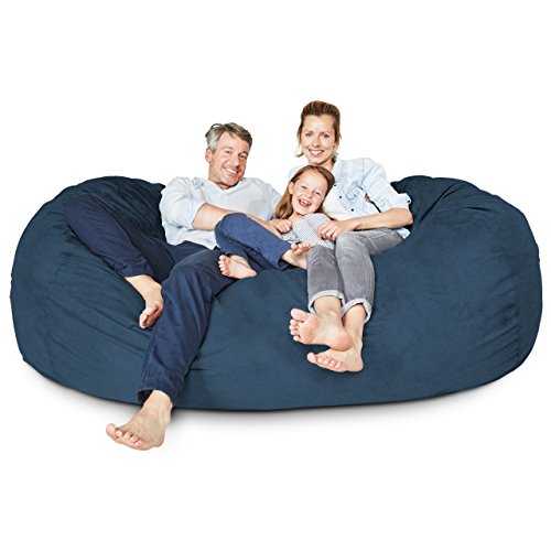 Luxury 7-Foot Bean Bag Chair in Navy Blue