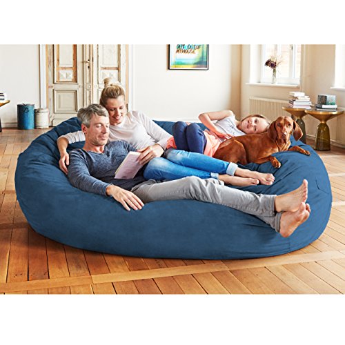 Luxury 7-Foot Bean Bag Chair in Navy Blue