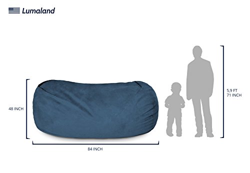 Luxury 7-Foot Bean Bag Chair in Navy Blue