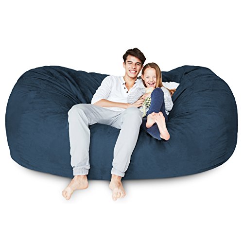 Luxury 7-Foot Bean Bag Chair in Navy Blue