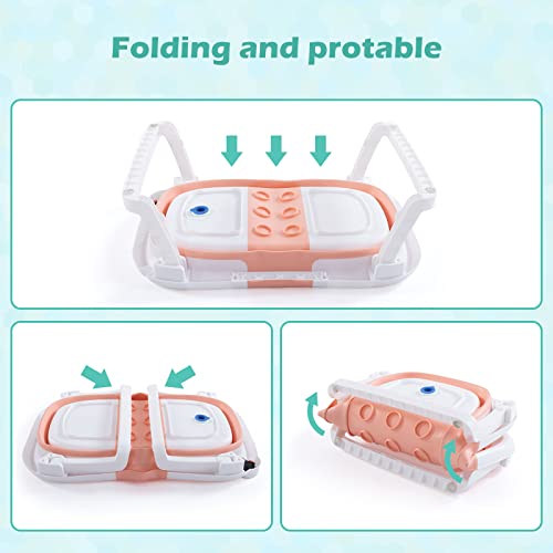 4-in-1 Baby Bathtub Set with Temperature Sensor, Pink