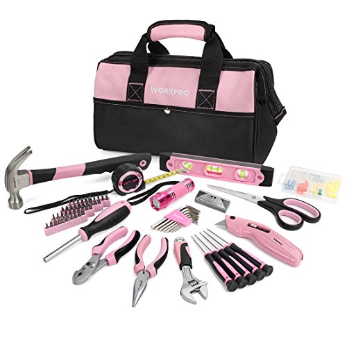 WORKPRO Pink Tool Kit, 106-Piece Set with Storage Bag