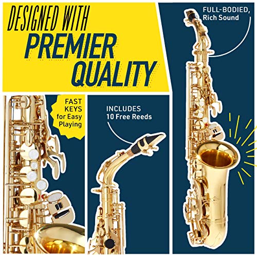 Mendini By Cecilio Eb Alto Saxophone VIP Bundle