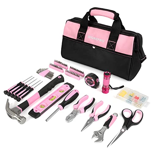 WORKPRO Pink Tool Kit, 106-Piece Set with Storage Bag