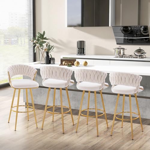 VIP Velvet Bar Stool Set with Gold Metal Legs