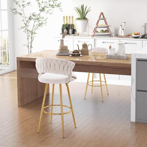 VIP Velvet Bar Stool Set with Gold Metal Legs