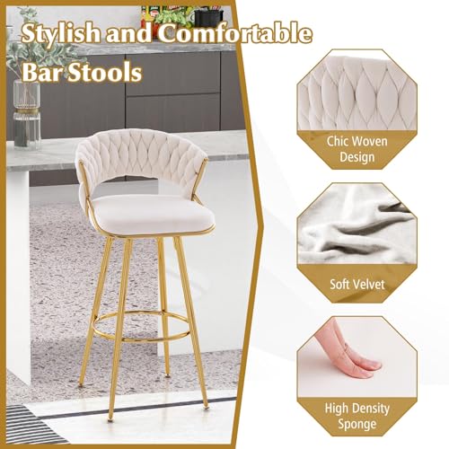 VIP Velvet Bar Stool Set with Gold Metal Legs