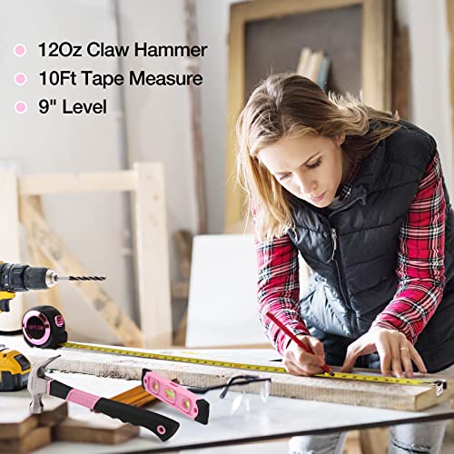 WORKPRO Pink Tool Kit, 106-Piece Set with Storage Bag