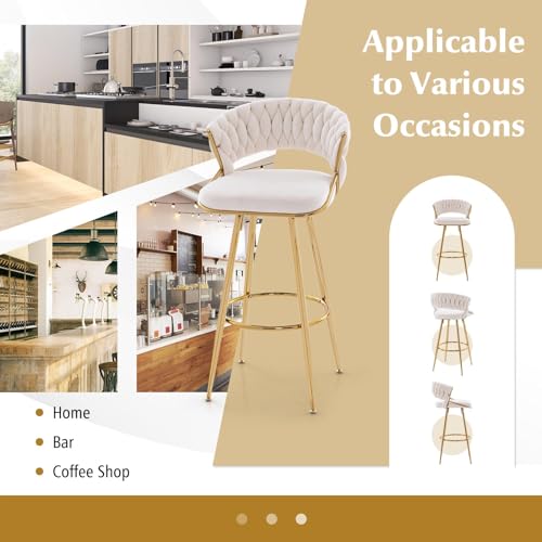 VIP Velvet Bar Stool Set with Gold Metal Legs