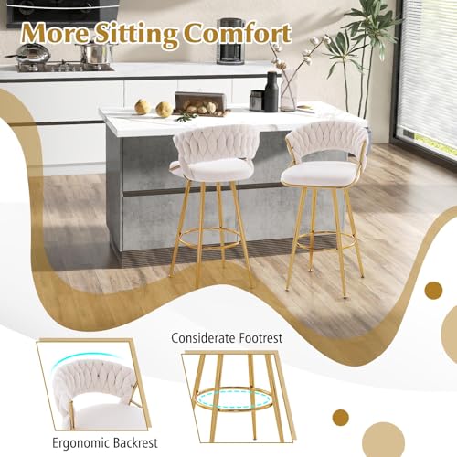 VIP Velvet Bar Stool Set with Gold Metal Legs