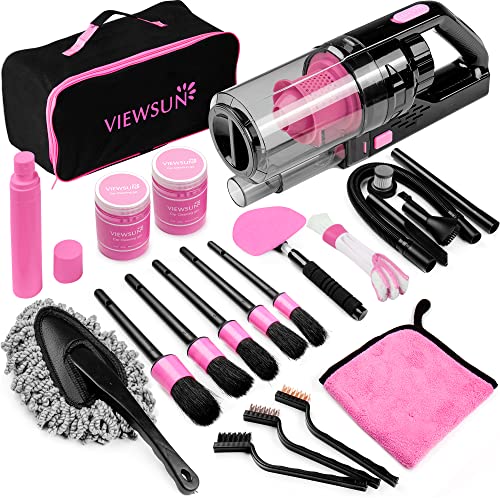 VIP Car Cleaning Kit: 17pcs Pink Interior Detailing