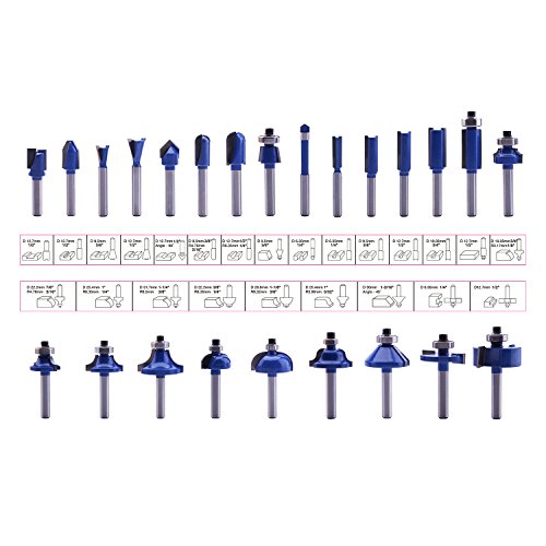 24-Piece Carbide Tipped Router Bit Set with 1/4" Shank