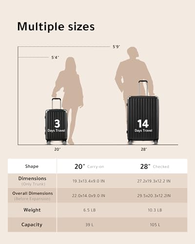 28 Inch Polycarbonate Suitcase with Wheels - VIP Black