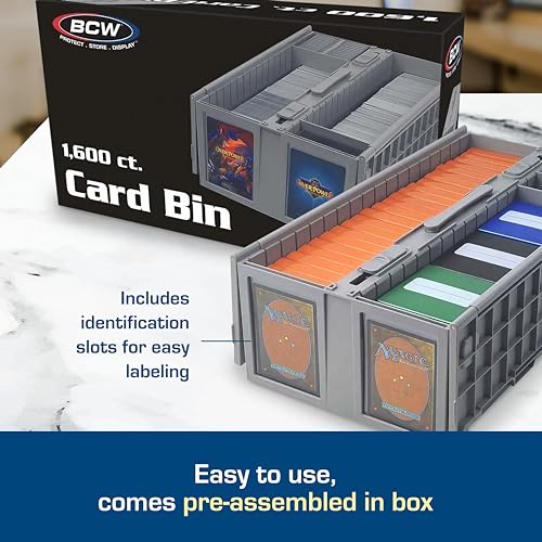 Large Gray Card Storage Bin for Collectible Trading Cards