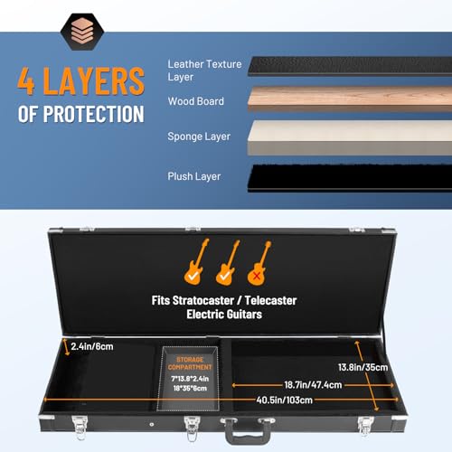 CAHAYA Hard Shell Electric Guitar Case - Black