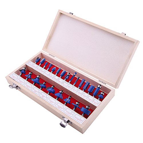 24-Piece Carbide Tipped Router Bit Set with 1/4" Shank