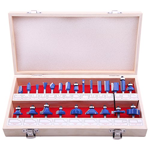 24-Piece Carbide Tipped Router Bit Set with 1/4" Shank