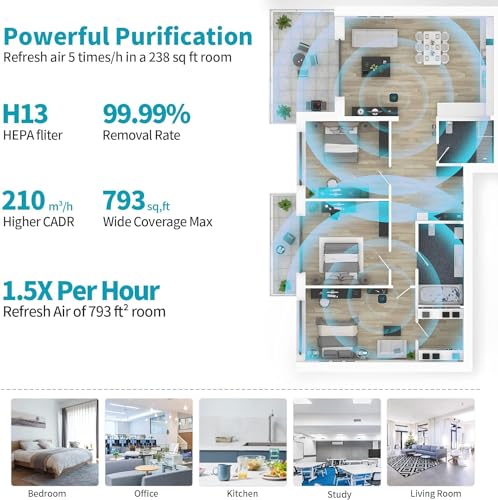 AIRTOK Large Room Air Purifier for Allergies & Pets