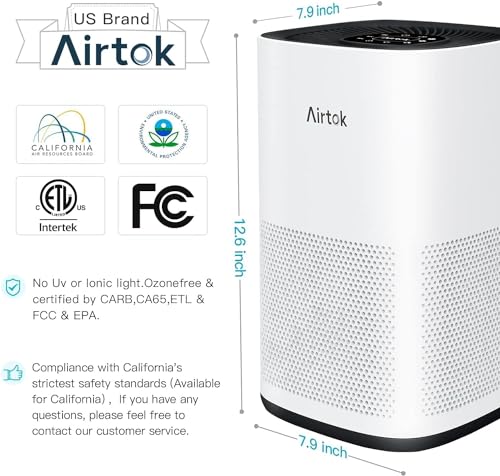 AIRTOK Large Room Air Purifier for Allergies & Pets