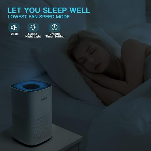 AIRTOK Large Room Air Purifier for Allergies & Pets