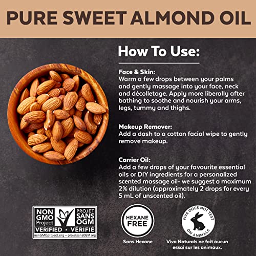 Pure Sweet Almond Oil for Hair and Skin Beauty