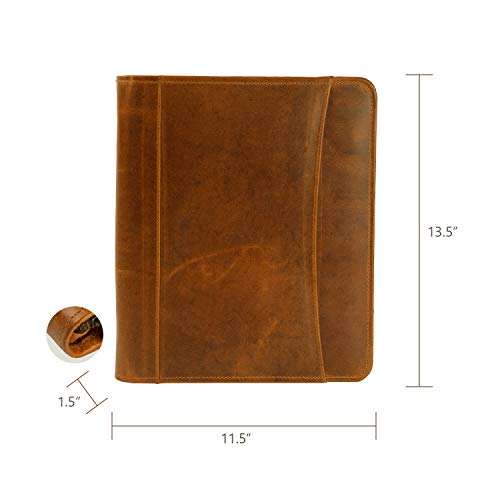 Executive Leather Portfolio with Zipper for Professional Men/Women