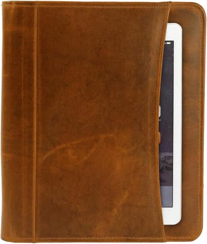 Executive Leather Portfolio with Zipper for Professional Men/Women