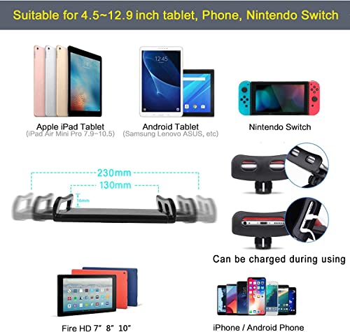 360° Rotating Tablet Stand for Bed, Compatible with 4-11" Devices