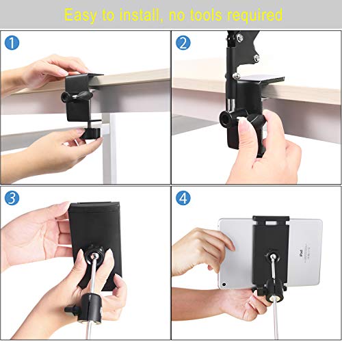 360° Rotating Tablet Stand for Bed, Compatible with 4-11" Devices