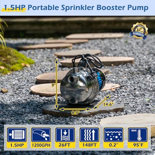 FLUENTPOWER 1.5HP Portable Garden Transfer Pump with 1200GPH