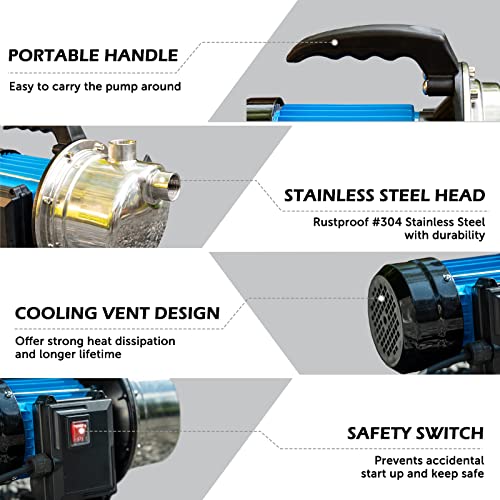 FLUENTPOWER 1.5HP Portable Garden Transfer Pump with 1200GPH