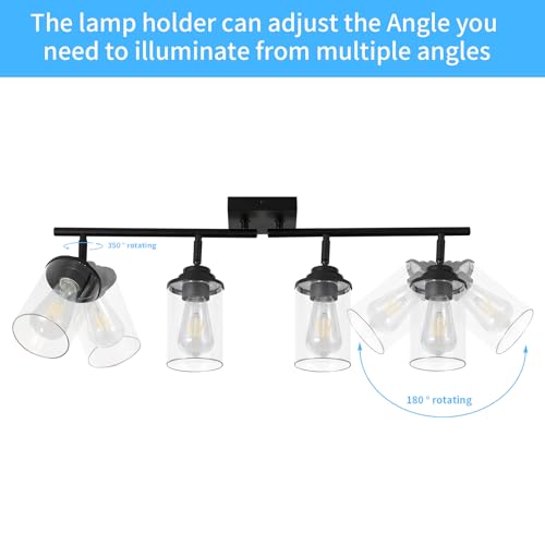 SEEBLEN 4-Light Kitchen Ceiling Track Light with Glass Shade