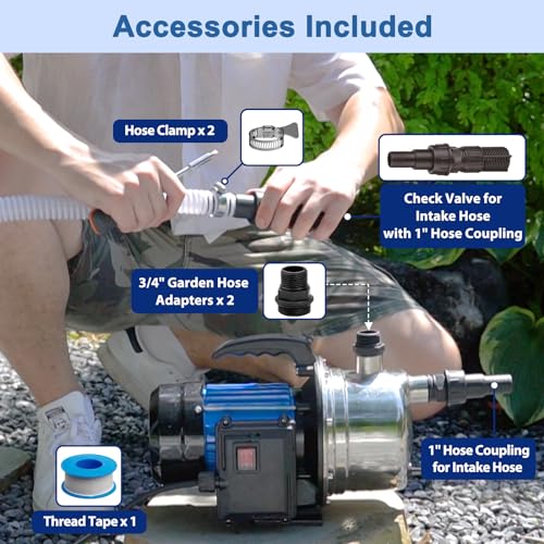 FLUENTPOWER 1.5HP Portable Garden Transfer Pump with 1200GPH