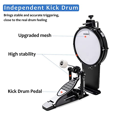 Coolmusic DD8 Electric Drum Set: Mesh Head, 8-Piece Kit