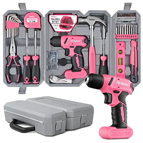 57 Piece Pink Electric Power Drill & Tool Kit