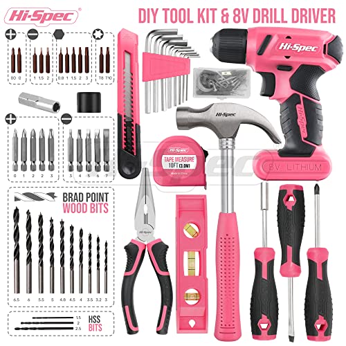 57 Piece Pink Electric Power Drill & Tool Kit