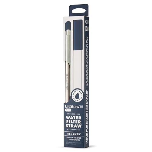 LifeStraw Sip Stainless Steel Water Filter Straw, Carry Case
