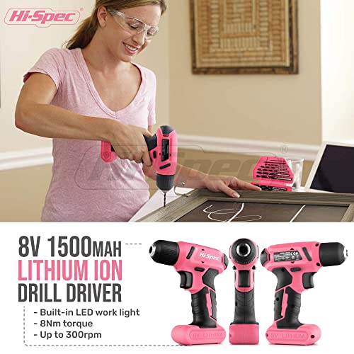 57 Piece Pink Electric Power Drill & Tool Kit