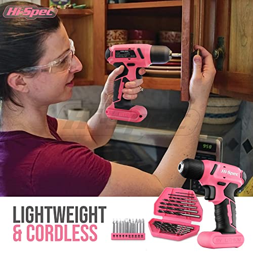 57 Piece Pink Electric Power Drill & Tool Kit