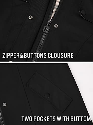 VIP Women's Long Hooded Black Windbreaker Raincoat