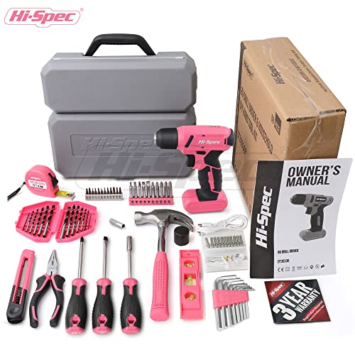 57 Piece Pink Electric Power Drill & Tool Kit
