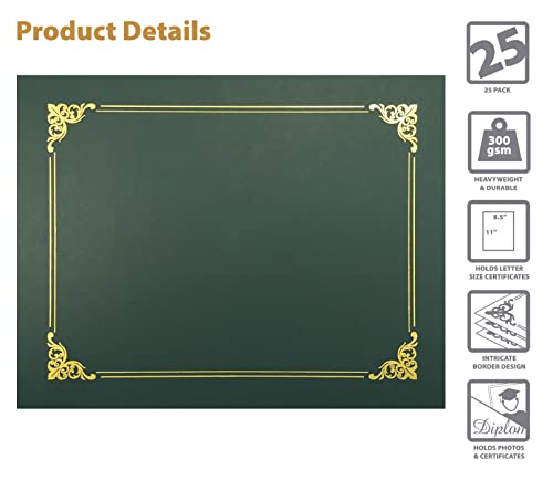 Green Certificate Holders by Better Office Products, Pack of 25