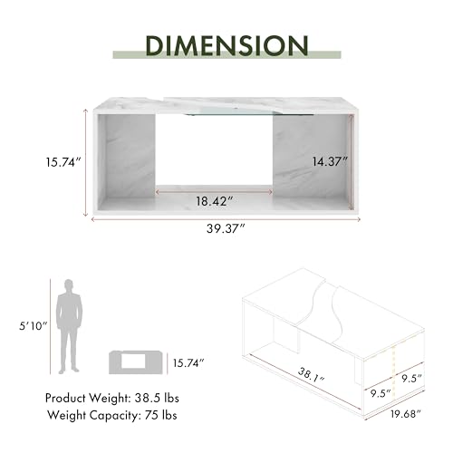 Jasper 39" Modern Coffee Table with LED Lights