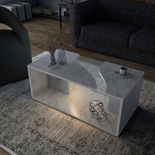 Jasper 39" Modern Coffee Table with LED Lights
