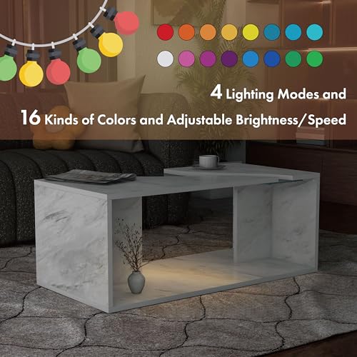 Jasper 39" Modern Coffee Table with LED Lights