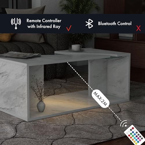 Jasper 39" Modern Coffee Table with LED Lights