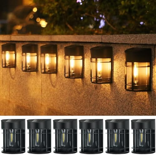 6 Pack Solar Fence Lights, Waterproof LED Wall Lights