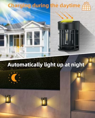 6 Pack Solar Fence Lights, Waterproof LED Wall Lights