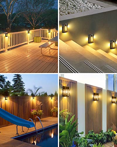 6 Pack Solar Fence Lights, Waterproof LED Wall Lights